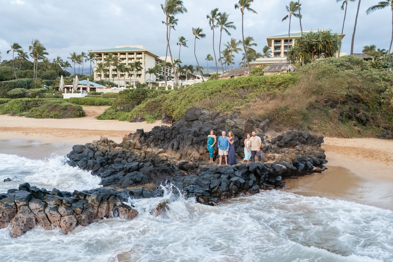 Maui family photographer photo against beautiful Maui sunset beach by ohwowfotos.