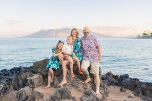 Maui family photographer photo against beautiful Maui sunrise beach by ohwowfotos.