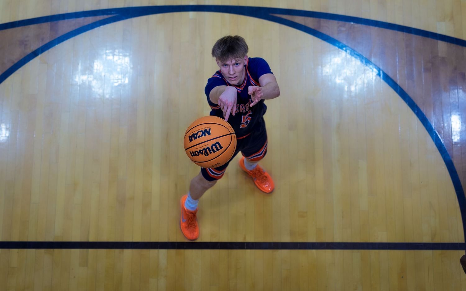 Hershey boys basketball player shooting a free-throw vs Milton Hershey, by Deanna Fox, SportsFox Photography based in Hershey PA