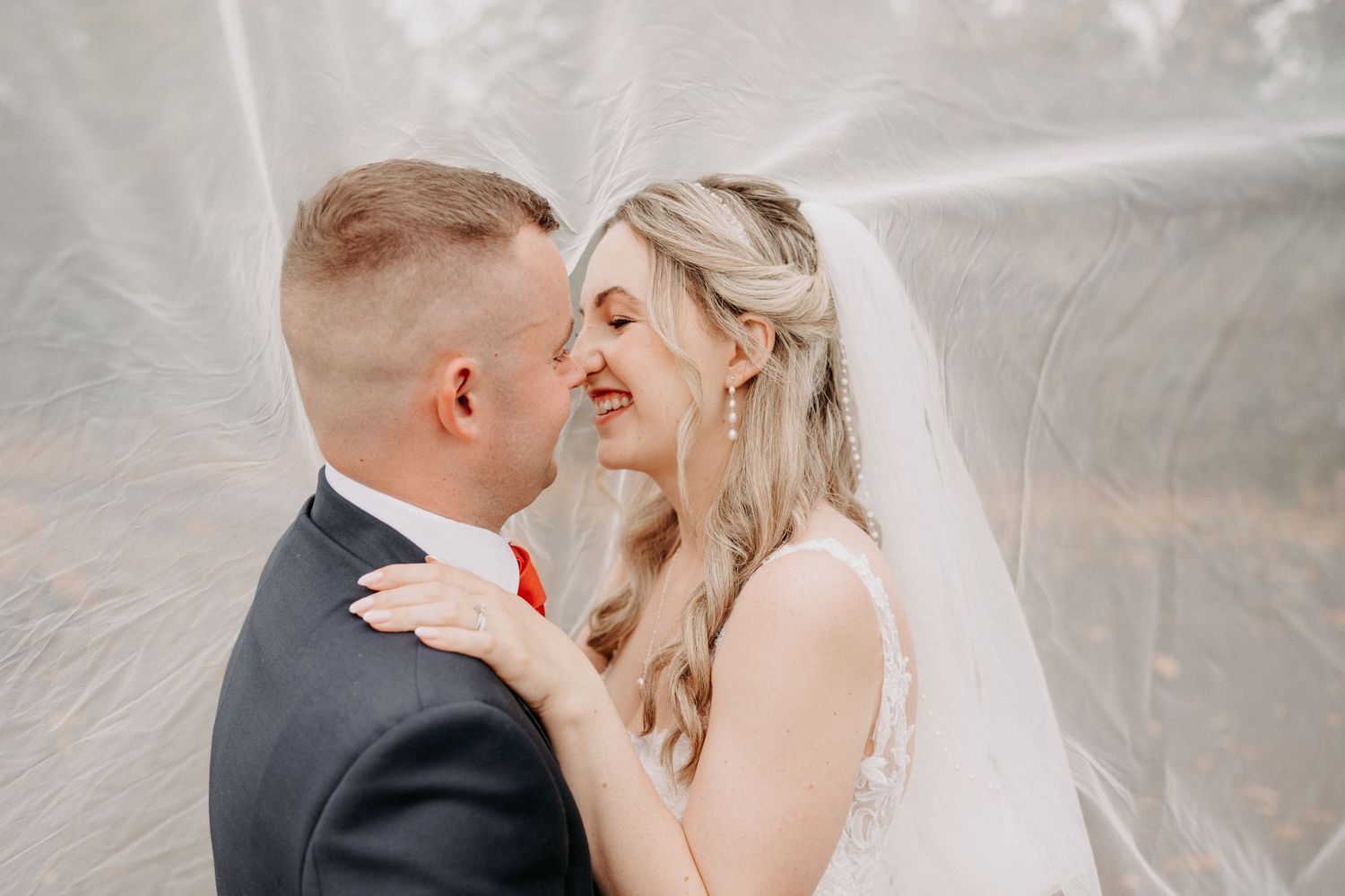 Bethen and Ashley at Alveston Manor - veil shot