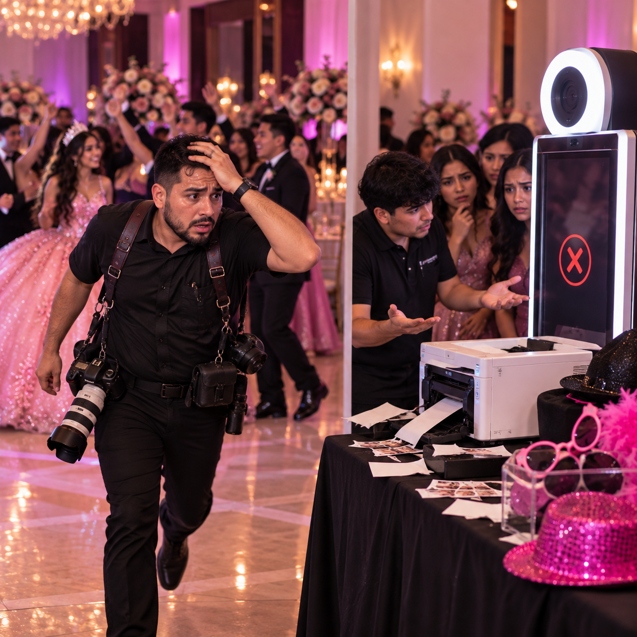 Arlington TX quinceañera photo booth rental with Mirror Photobooth, trained attendants, instant prints and professional DFW event service