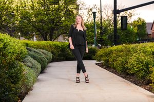 Portrait Photographer, Female Fashion Inspired Portraits wearing all Black Outfits using Boise Capital as the backdrop.