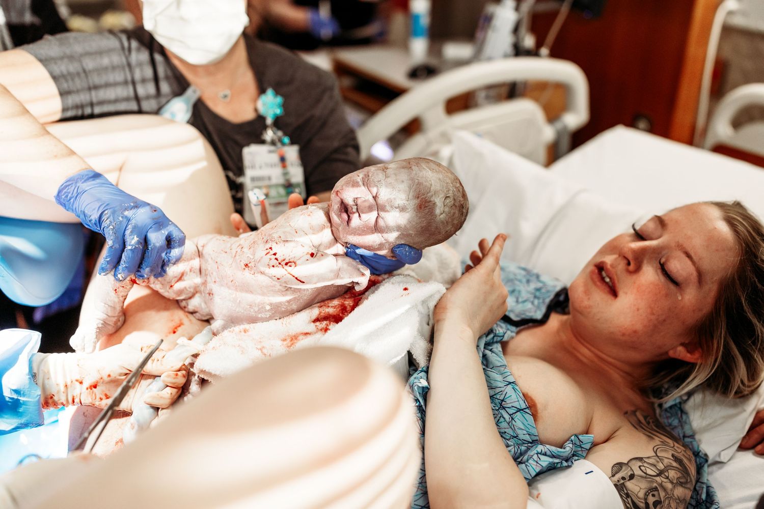 newborn baby girl seconds after birth at Hillcrest hospital in Tulsa, Oklahoma