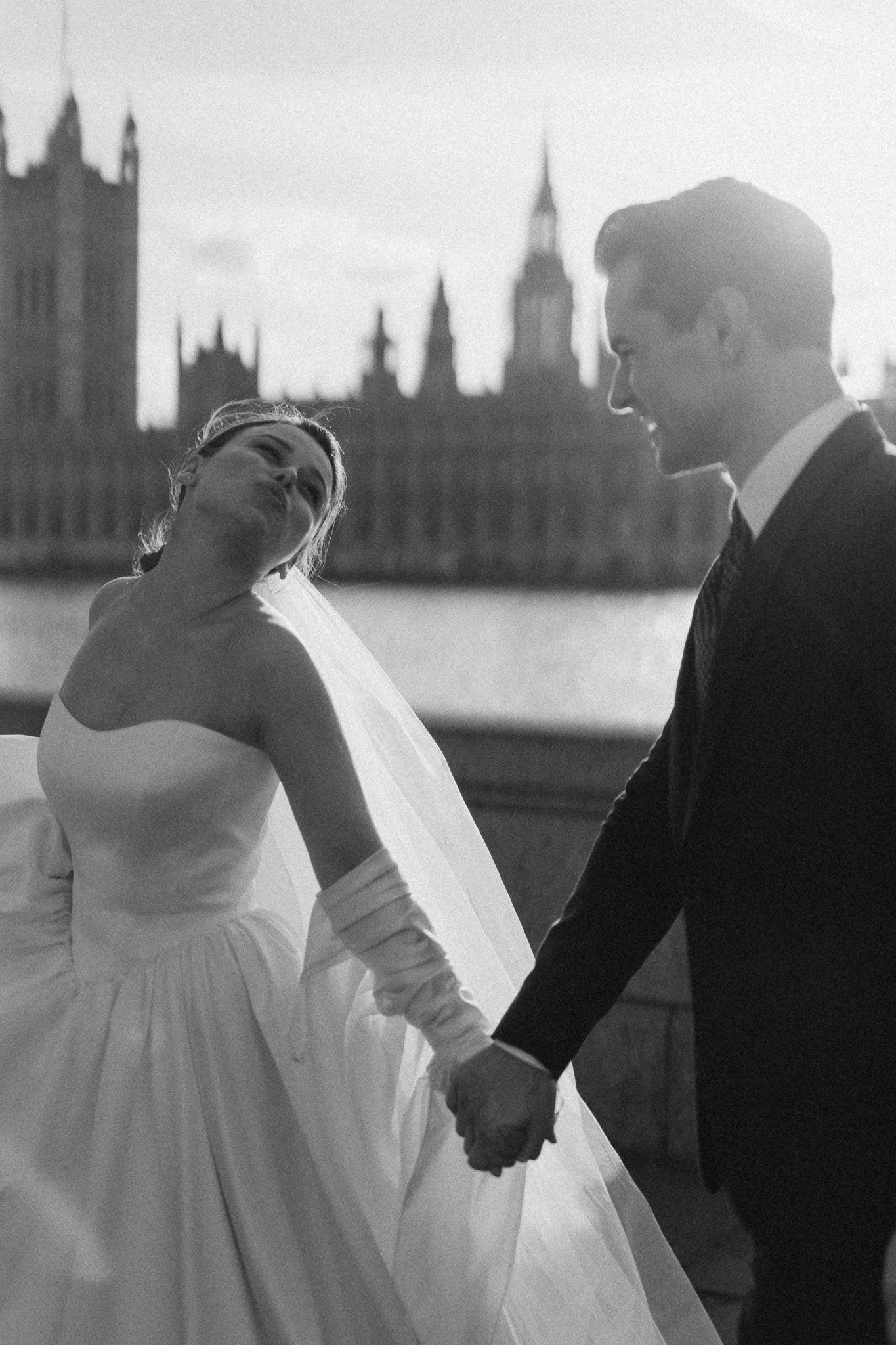 Bride and groom captured by wedding photographer in London, UK