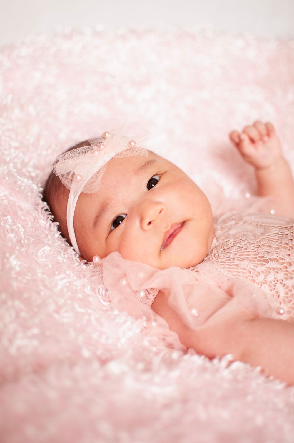 newborn baby girl pink lacy image