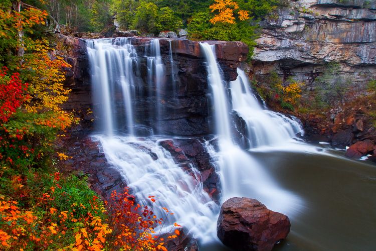 Blackwater Falls in Autumn with fall color in Blackwater, West Virginia