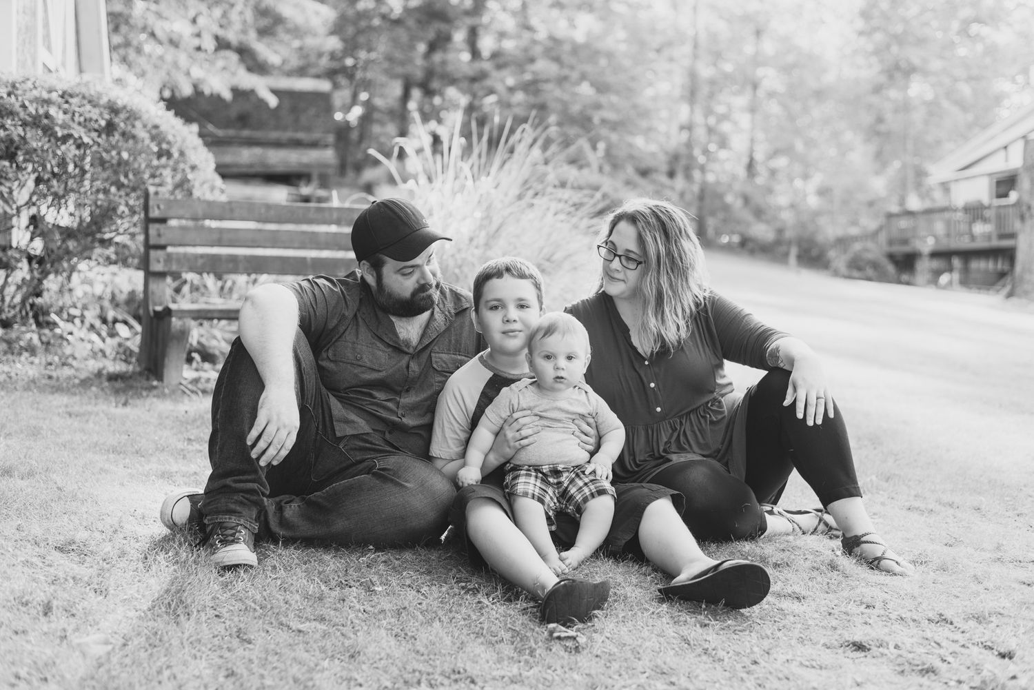 Family in black and white in Mars, Pennsylvania