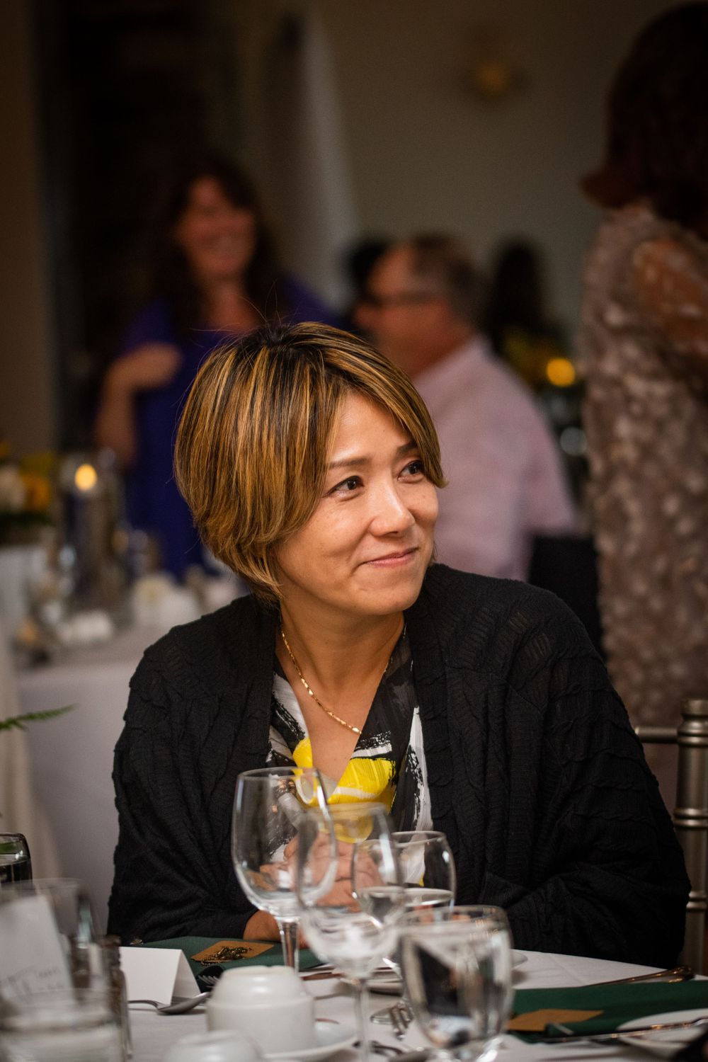 Guest candid at wedding reception at Stratford Country Club