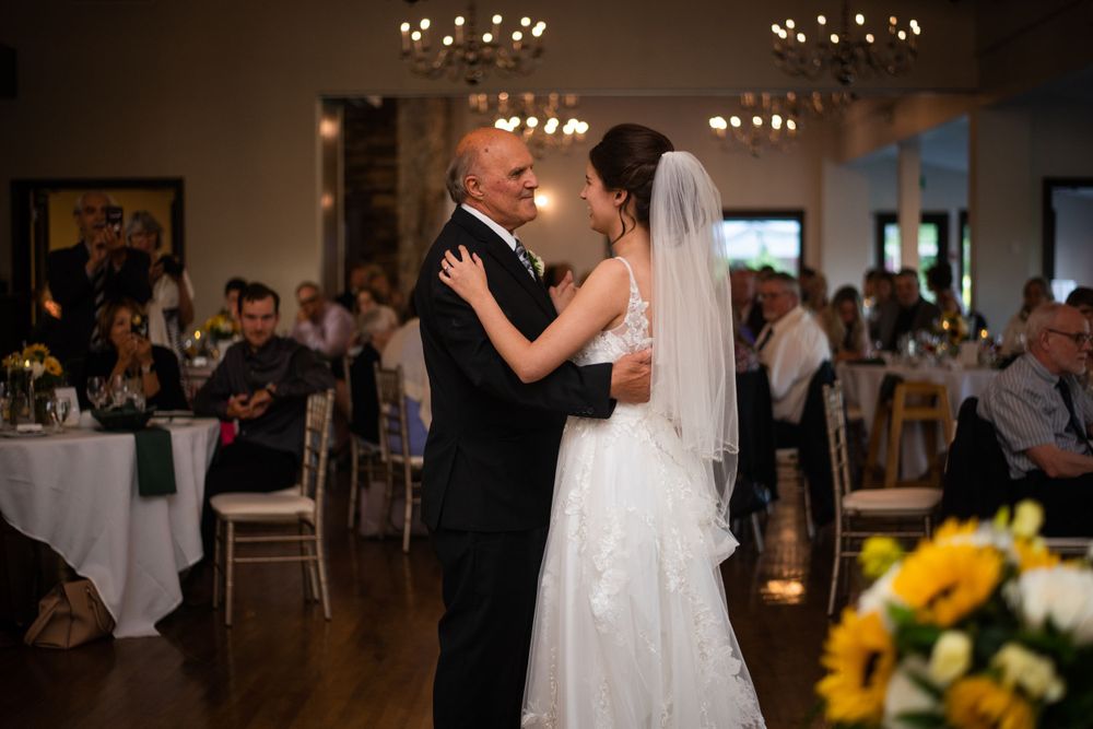 Father and daughter dance bride and father of the bride at wedding reception at Stratford Country Club