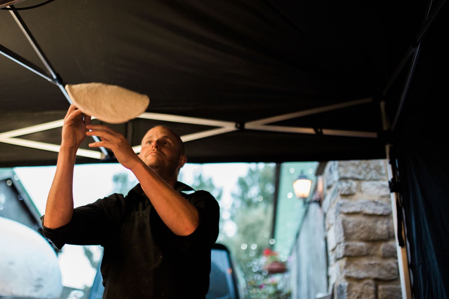 pizza dough being thrown Gloucestershire commercial photography
