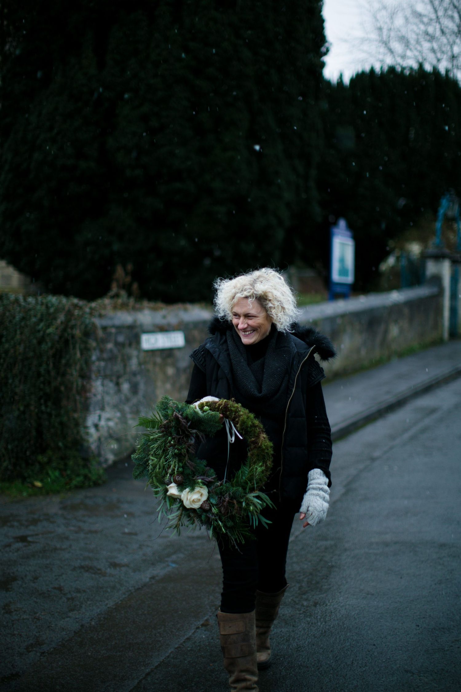 walking with wreath Gloucestershire commercial photography