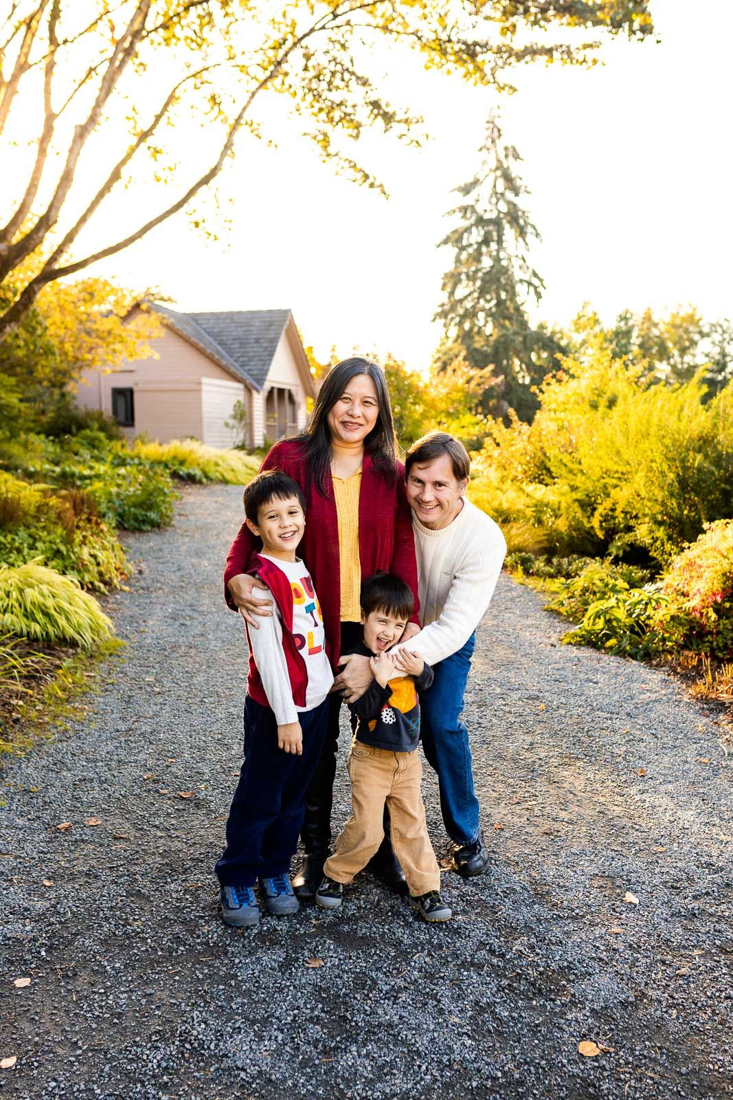 Bellevue family photo in a garden