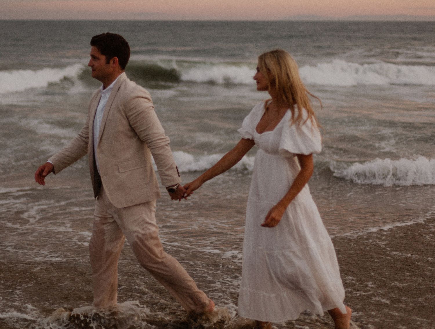 Newport beach sunset couple's engagement shoot during blue hour