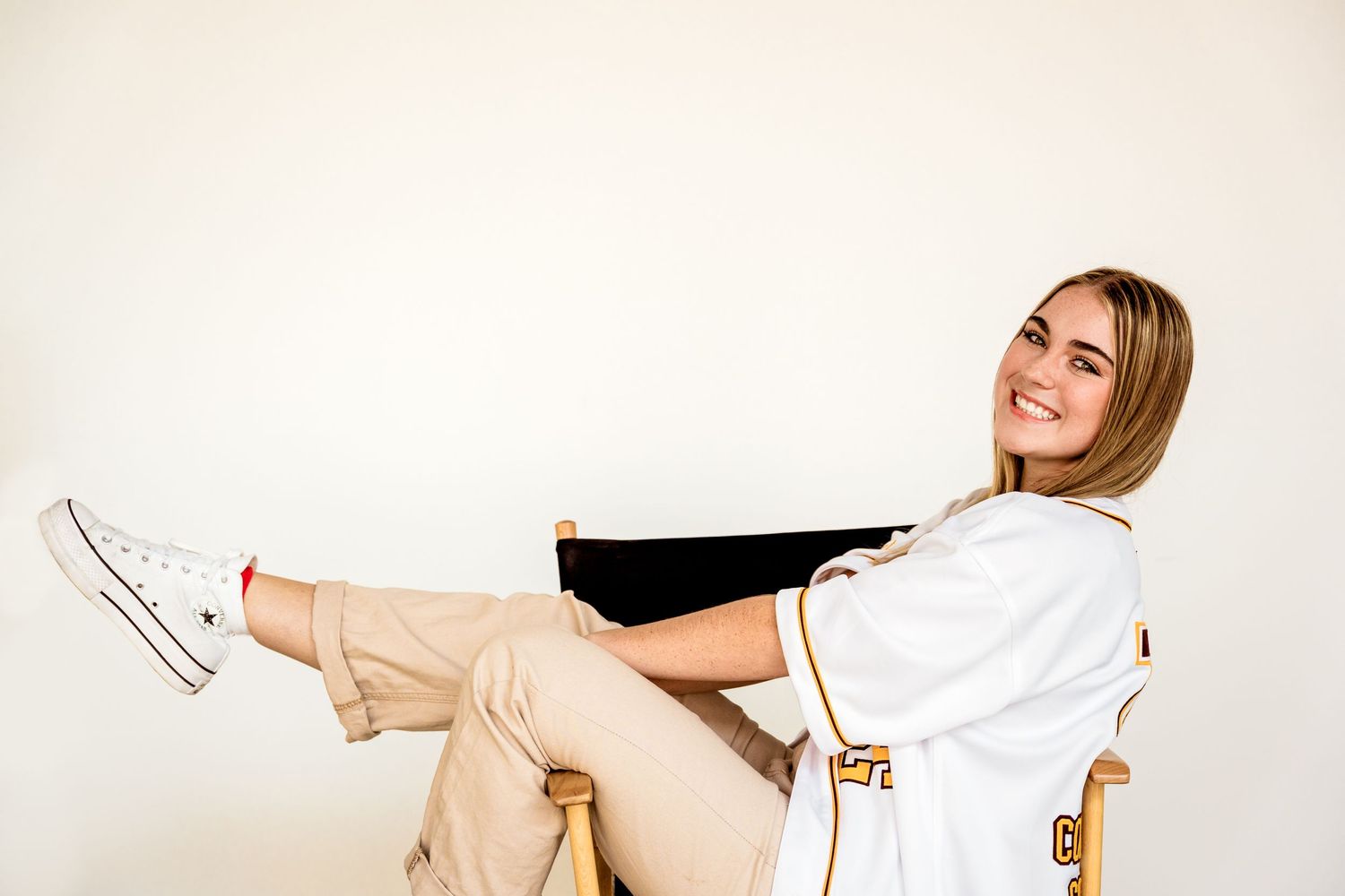 high school senior girl sitting studio portrait
