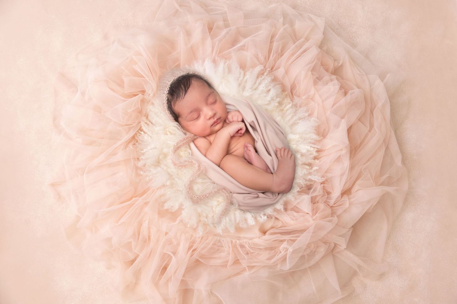 Peach newborn photography