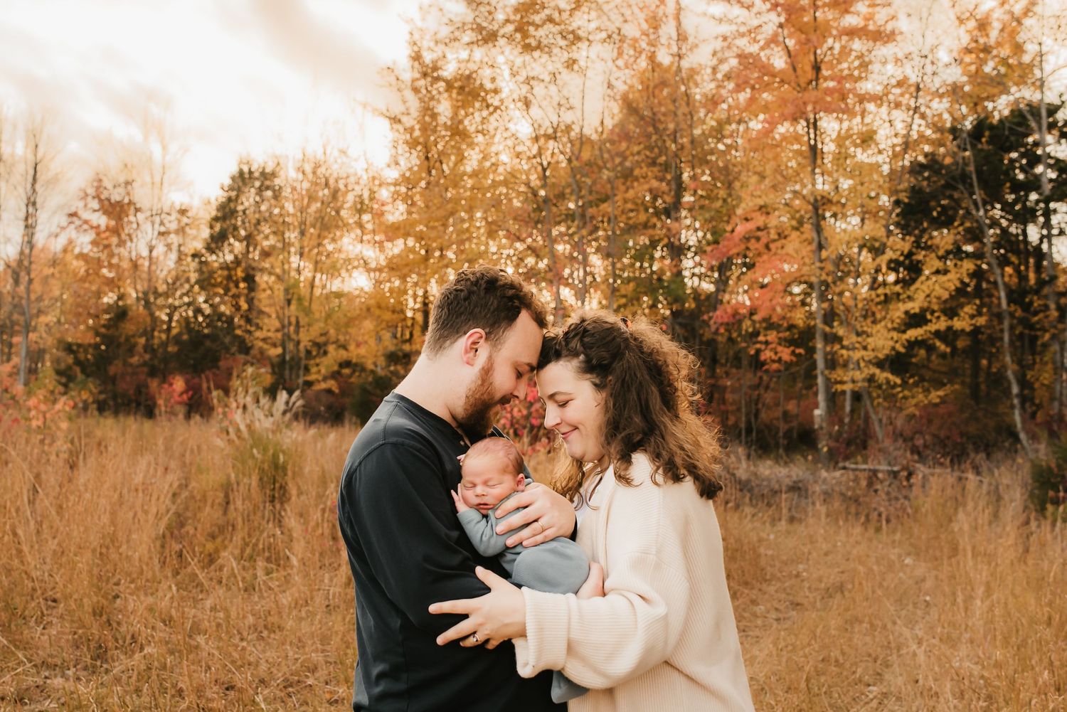 outdoor newborn session in cincinnati Ohios beautiful fall foliage