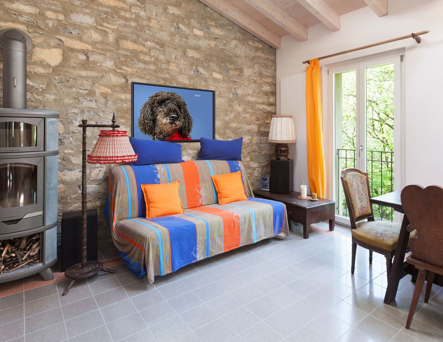 room view of a poodle portrait