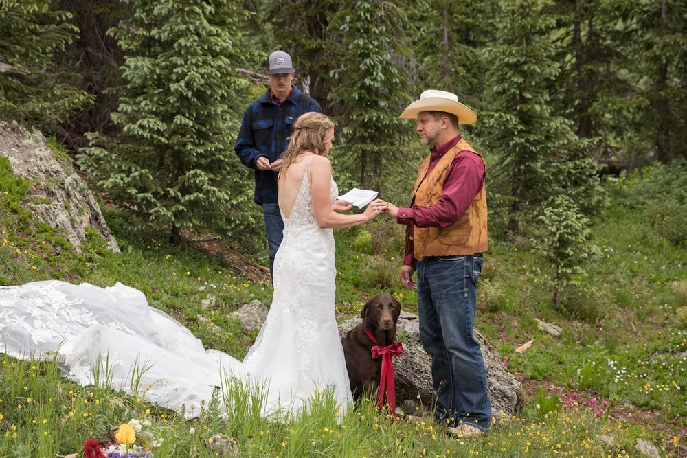 colorado elopement with mountain backdrop