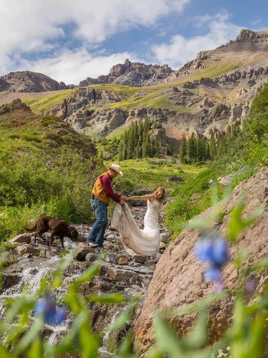 colorado elopement with mountain backdrop