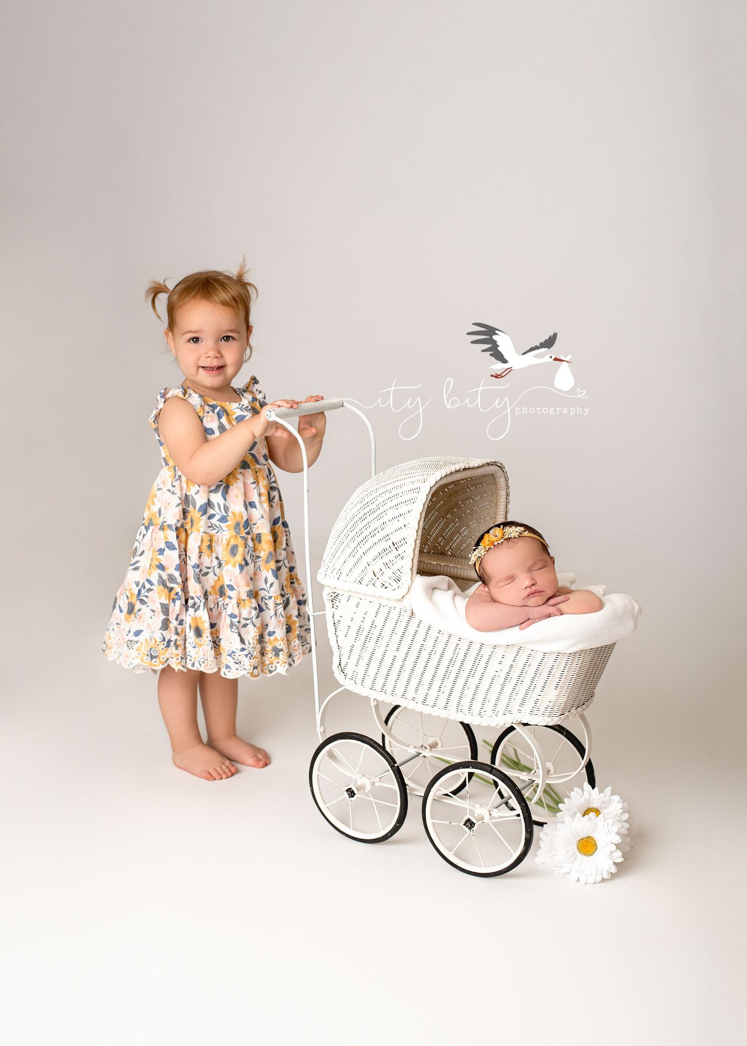 Siblings Olivia & Grace sweetest sisters ever during Newborn Baby Family Photography session Avon Ohio