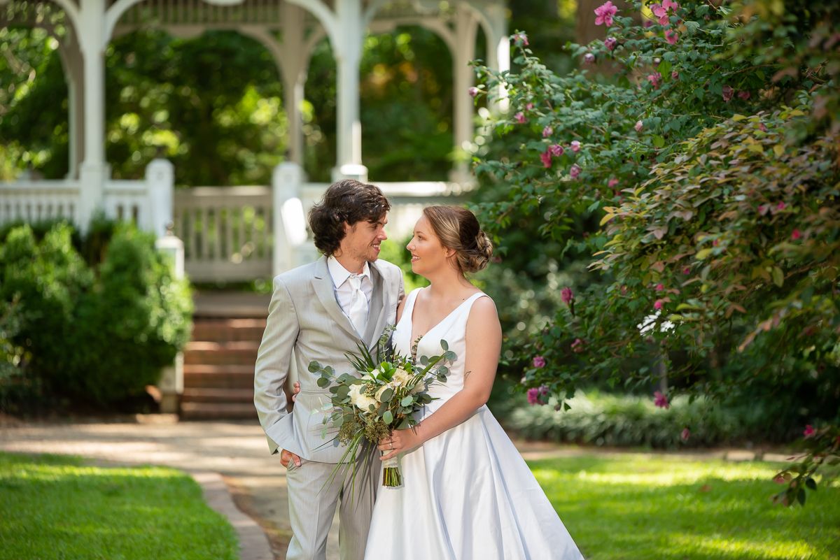 Bride and Groom Cape Fear Botanical Garden Fayetteville Wedding