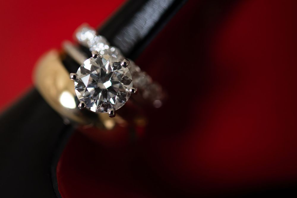 Bride and groom's rings on wedding day in Akron, Ohio.