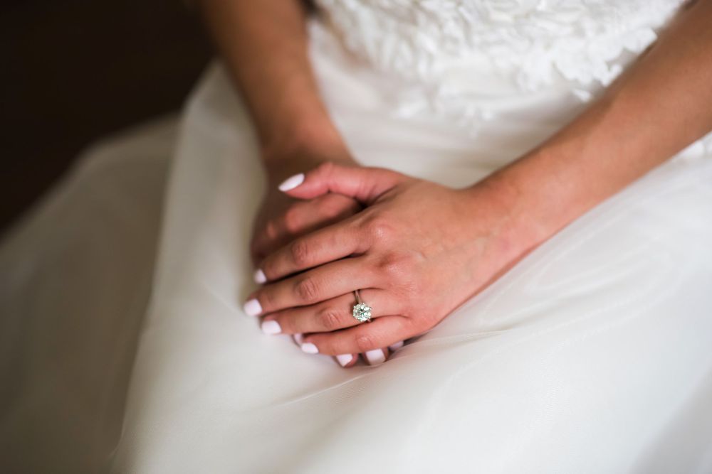Bride's rings before wedding ceremony in Akron, Ohio.