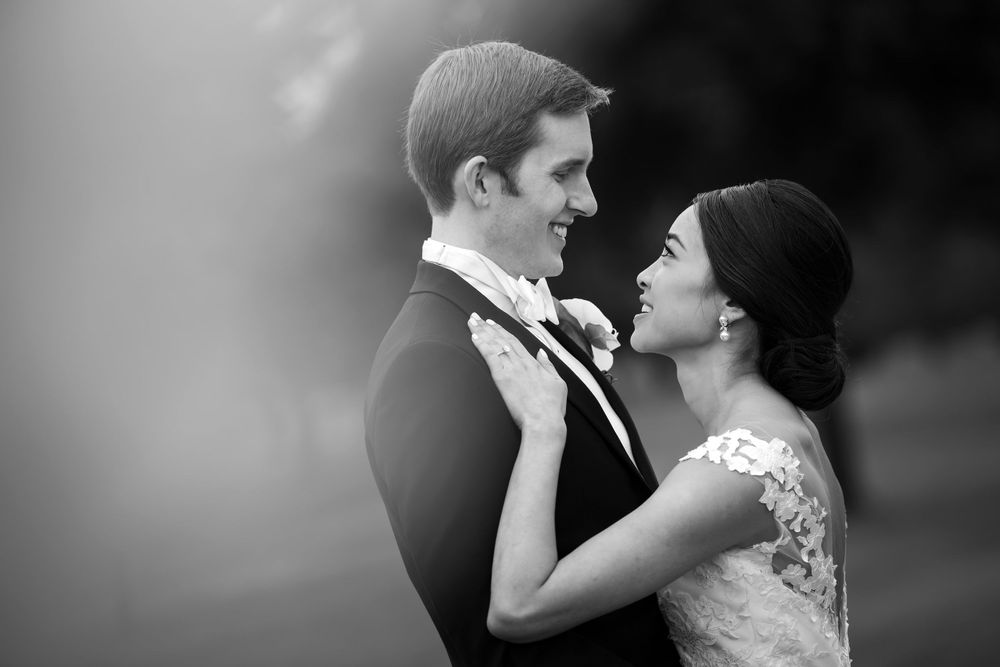 Bride and groom on their wedding day at Fairlawn Country Club in Akron, Ohio.