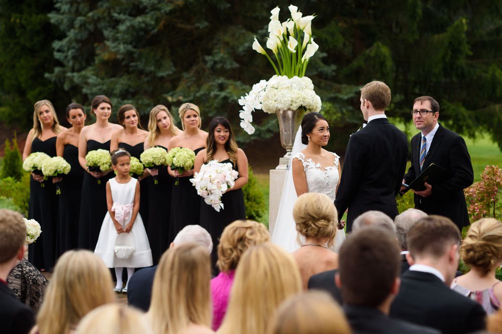 Outdoor during wedding ceremony at Fairlawn Country Club in Akron, Ohio.