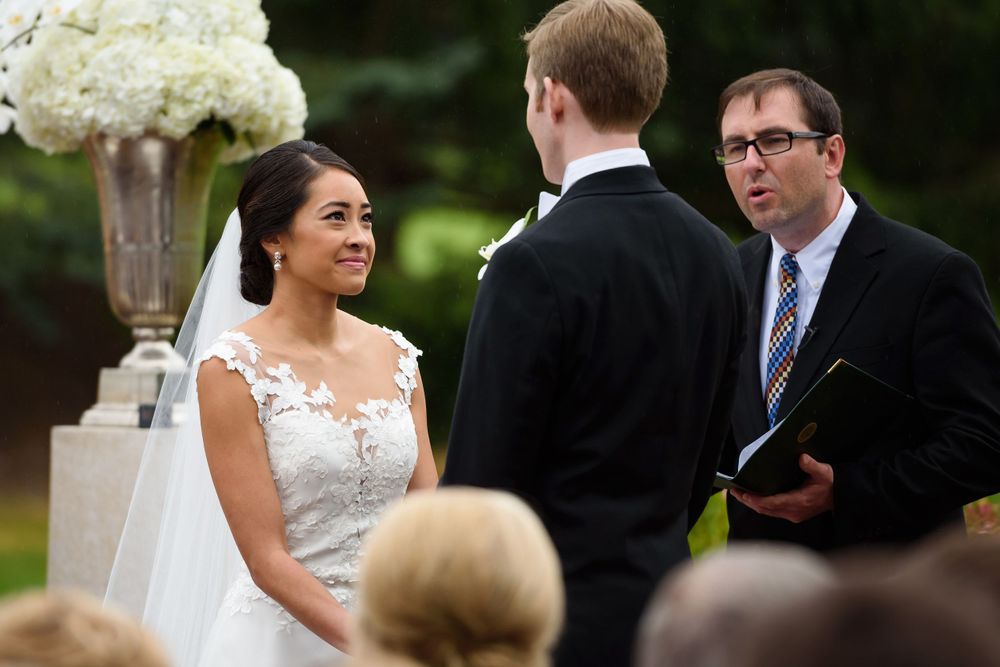 Fall outdoor wedding ceremony at Fairlawn Country Club in Akron, Ohio.