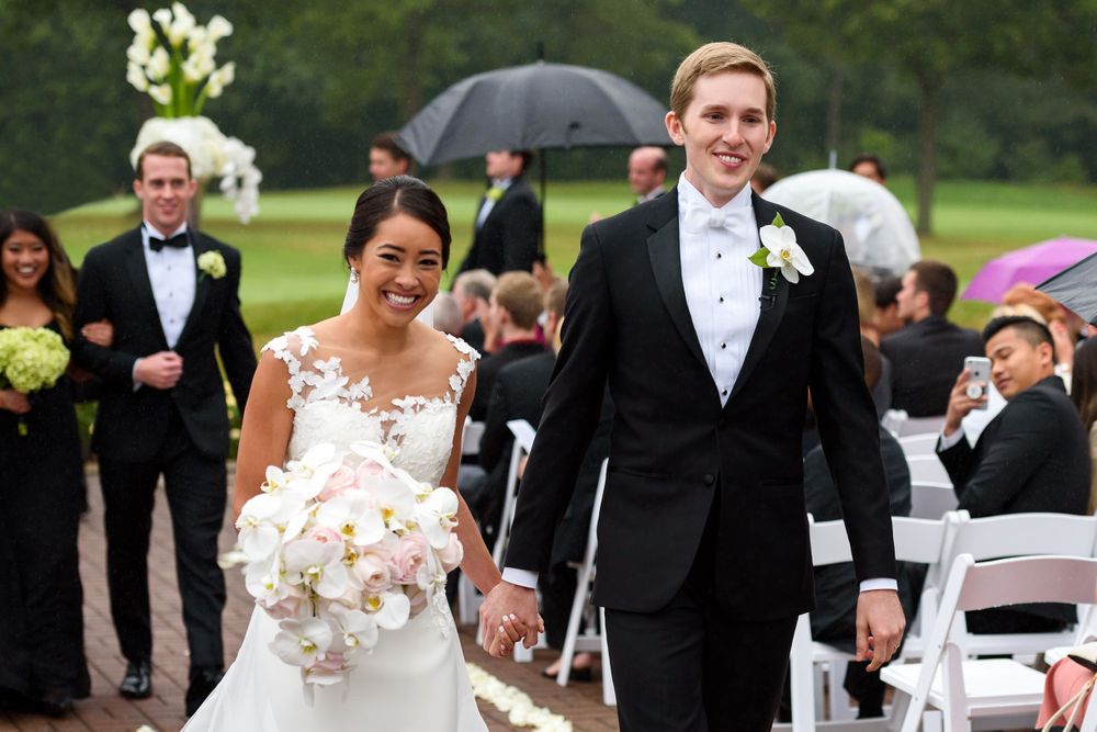 Bride and groom just married at Fairlawn Country Club in Akron, Ohio.