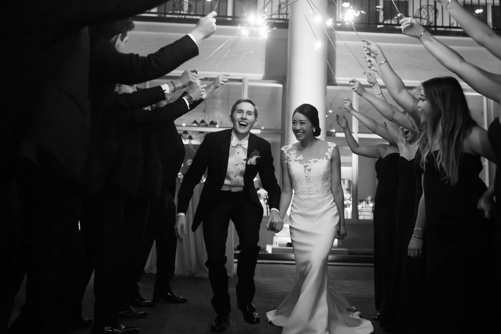 Sparkler exit during wedding reception at Fairlawn Country Club in Akron, Ohio.