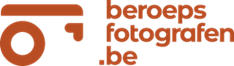 Orange and black logo design for beroepsfotografen.be photography website.