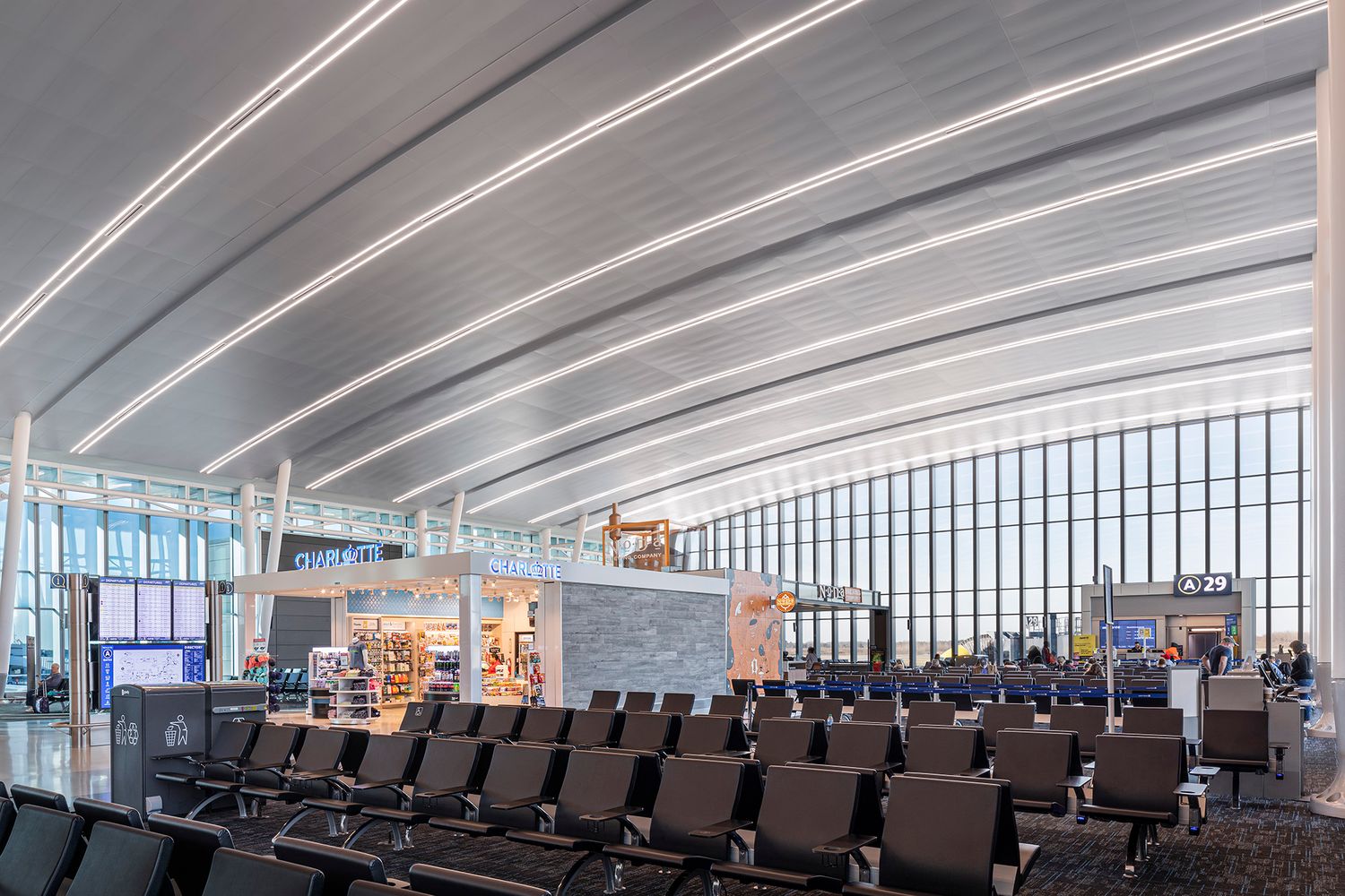 Interior architectural photo of Charlotte Douglas Airport