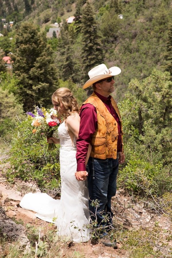 romantic summer elopement in our Colorado with couple smiling and having a great time