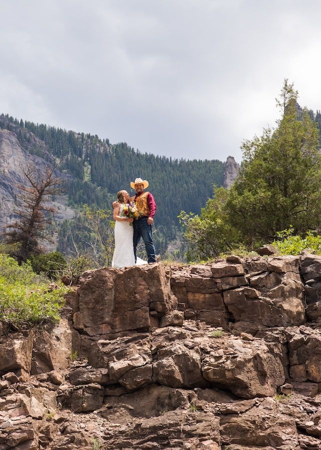 romantic summer elopement in our Colorado with couple smiling and having a great time