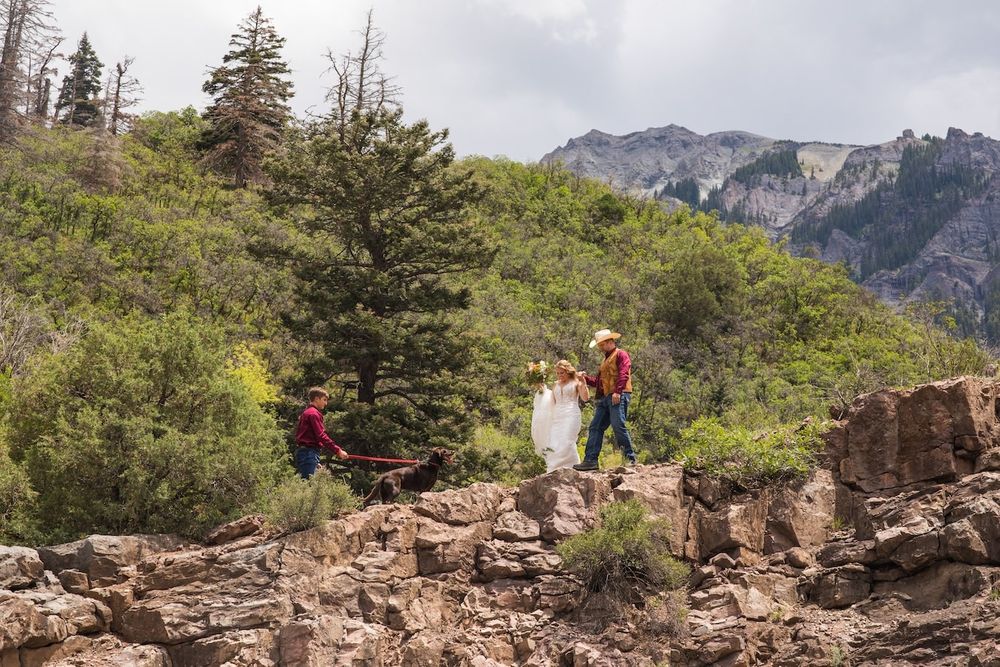 romantic summer elopement in our Colorado with couple smiling and having a great time