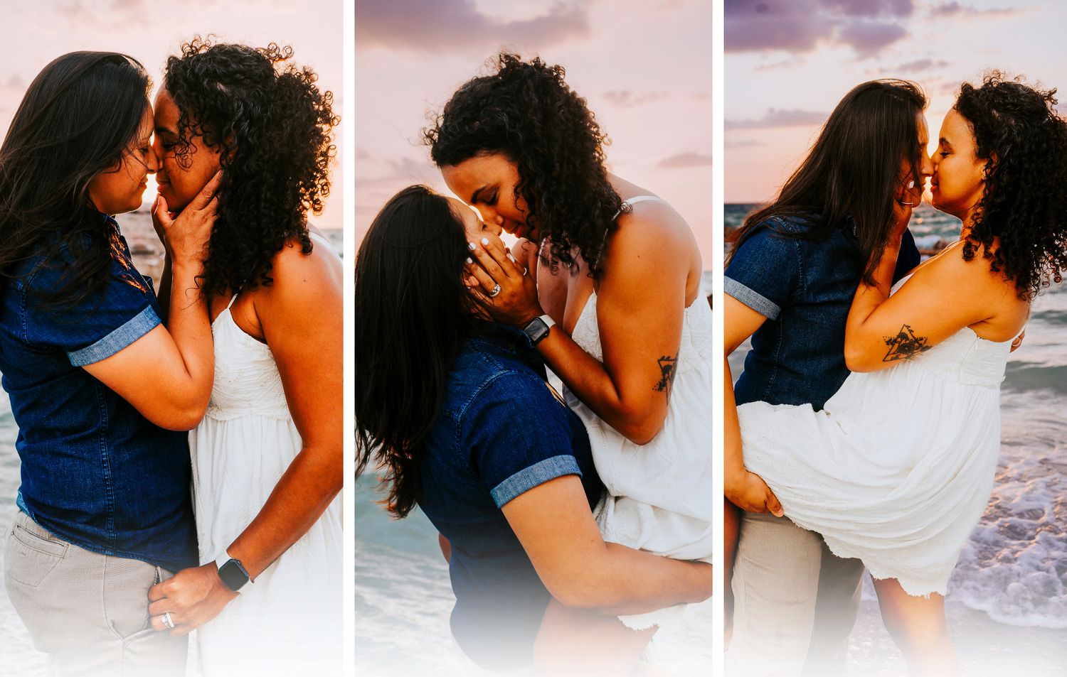 Outdoor Engagement Session at Ft. Desoto in St. Pete, FL; LGBTGIA session, same-sex couple embracing on beach