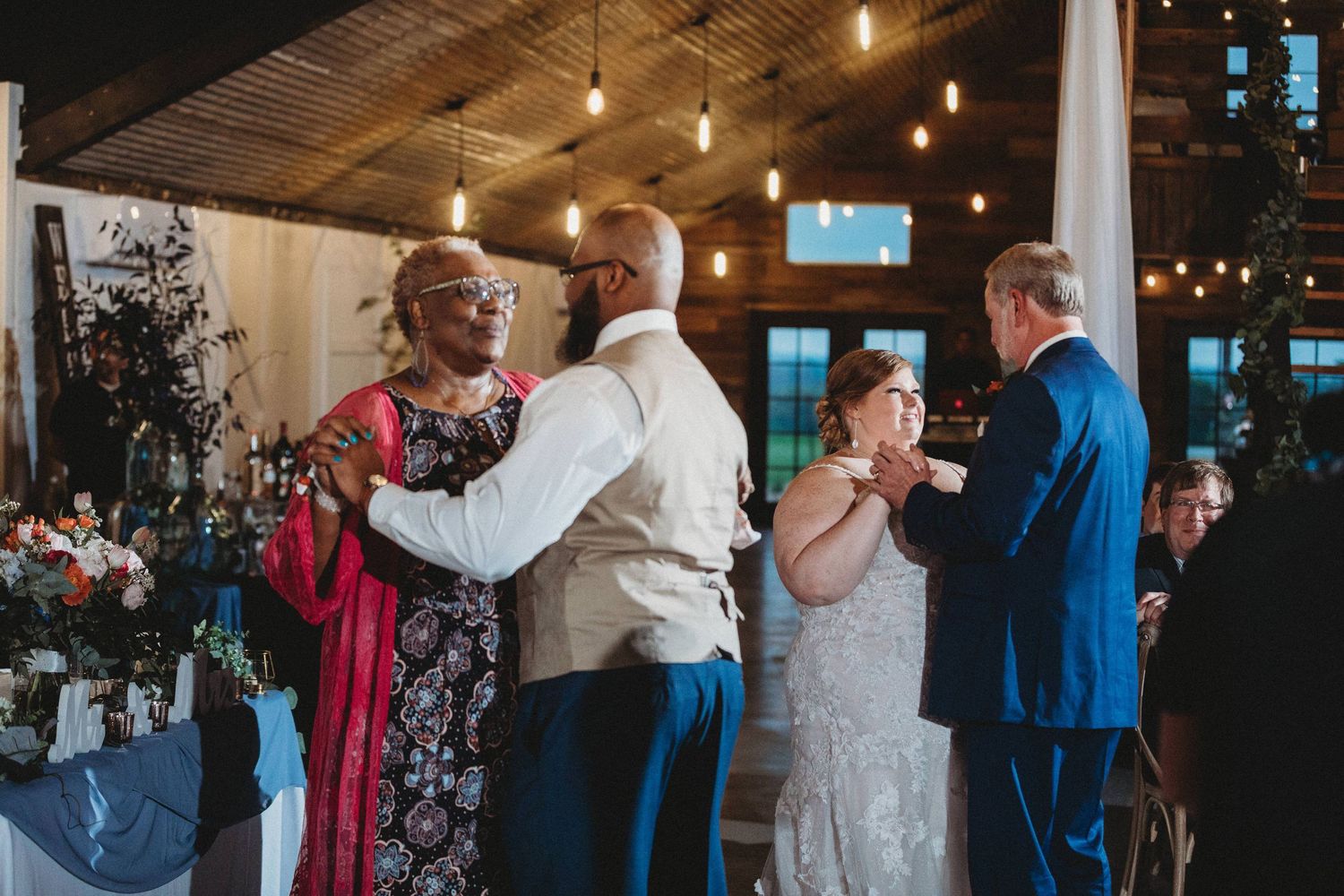 Bridal party dancing at he Barn at Wolf Ridge Farm - Gainesville, TX