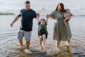 Family of four beach session at Sandbanks Provincial Park, Prince Edward County Ontario