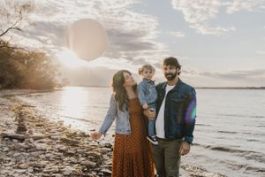 Family session and pregnancy announcement at Massassauga Point, Prince Edward County, Ontario