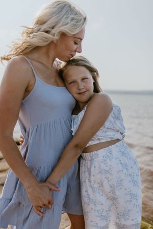 Mother-daughter photo session at Evangeline Beach, Grand Pre, Nova Scotia