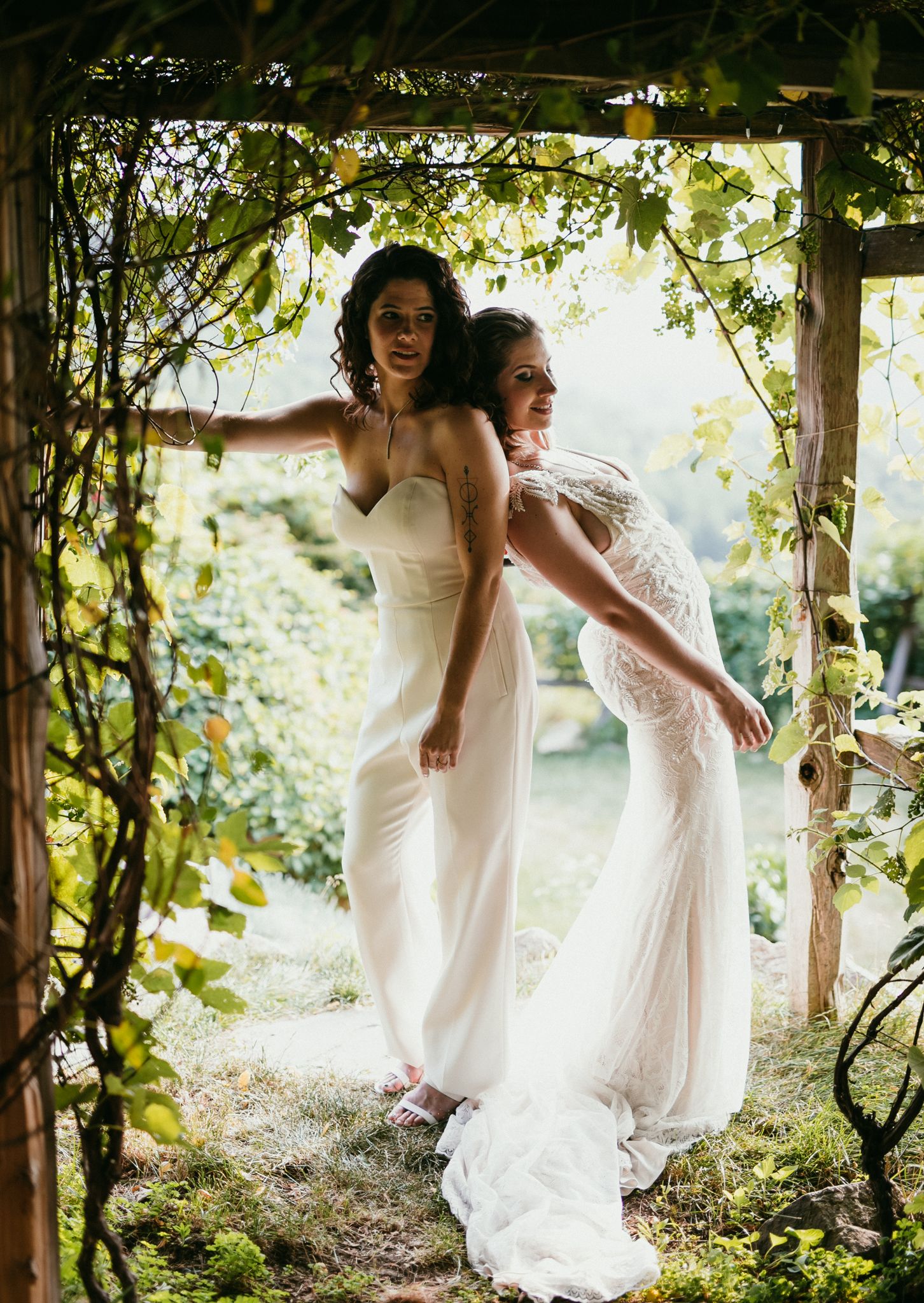 Sultry Hidden Garden Gay Elopement Equally Wedat Lamb's Hill Venue in Beacon New York