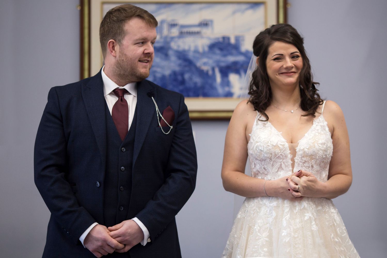 Bride and Groom, Leiria Suite, Runcorn Town Hall Wedding
