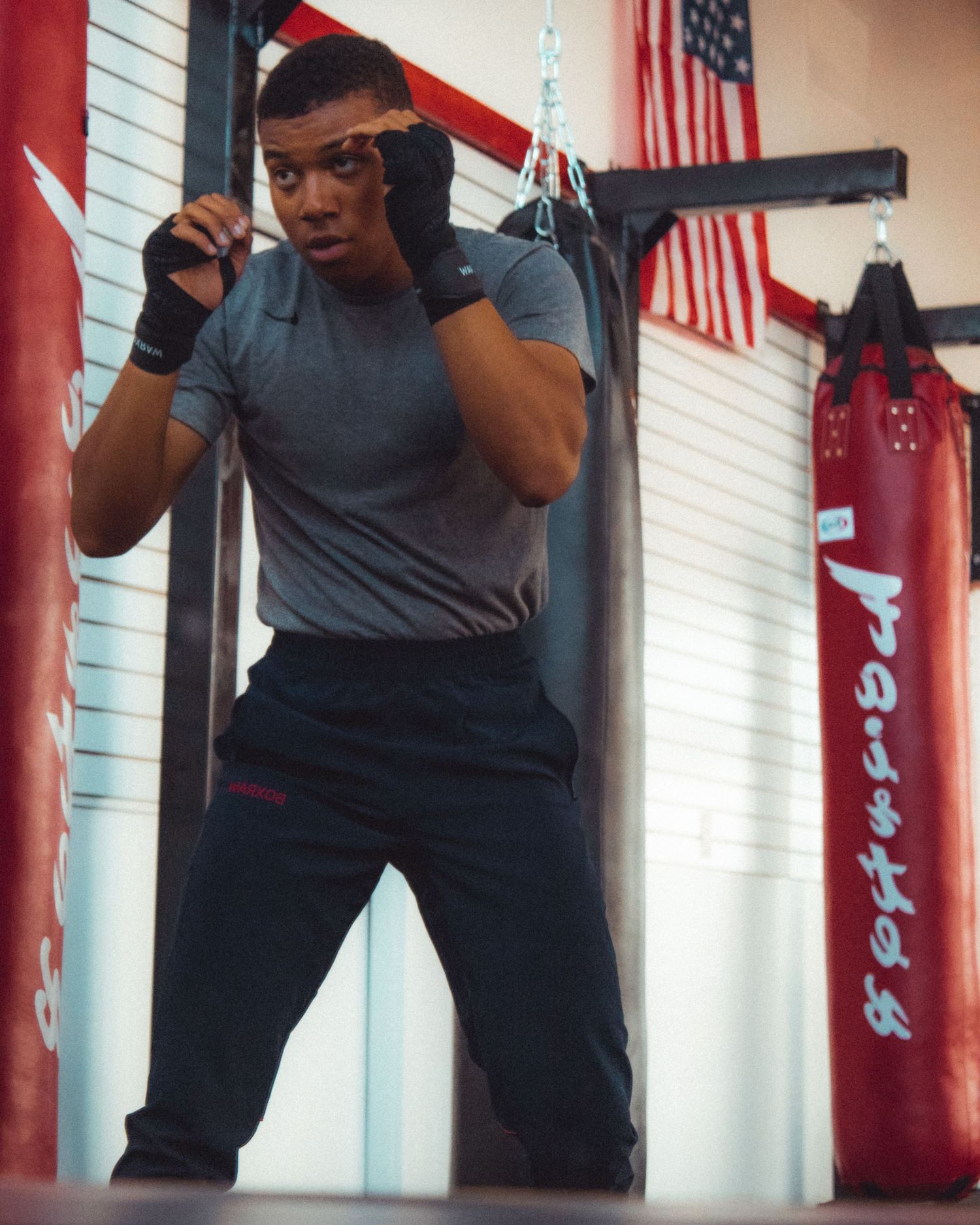 Man Training for Boxing Match
