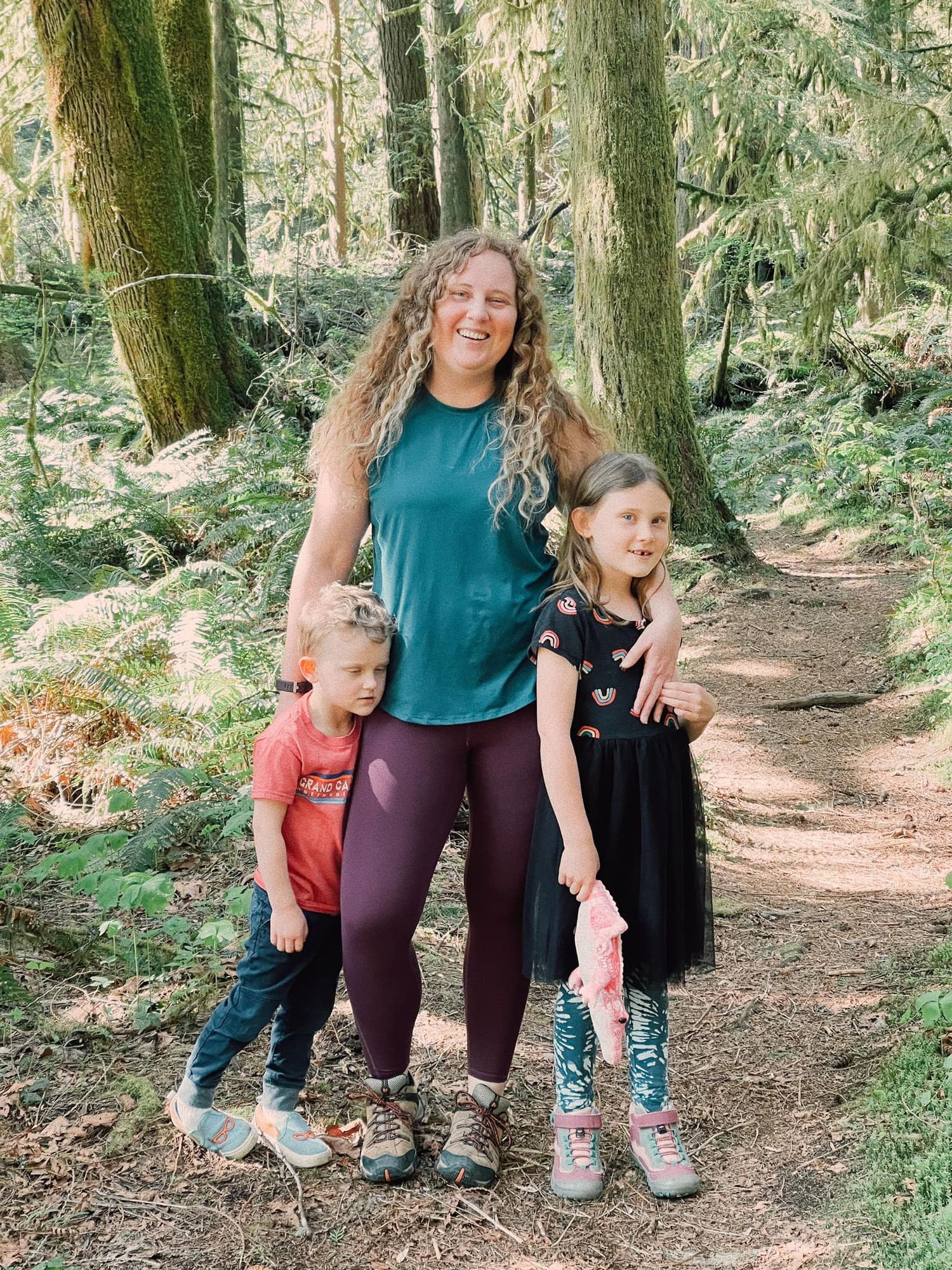 Owner of Pine + Vow out hiking with two small kids