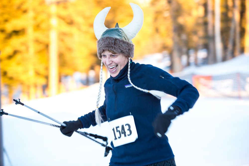 A solo runner gets ready to ascend Snowbowl at the 2020 GORE-TEX Kahtoola Uphill.