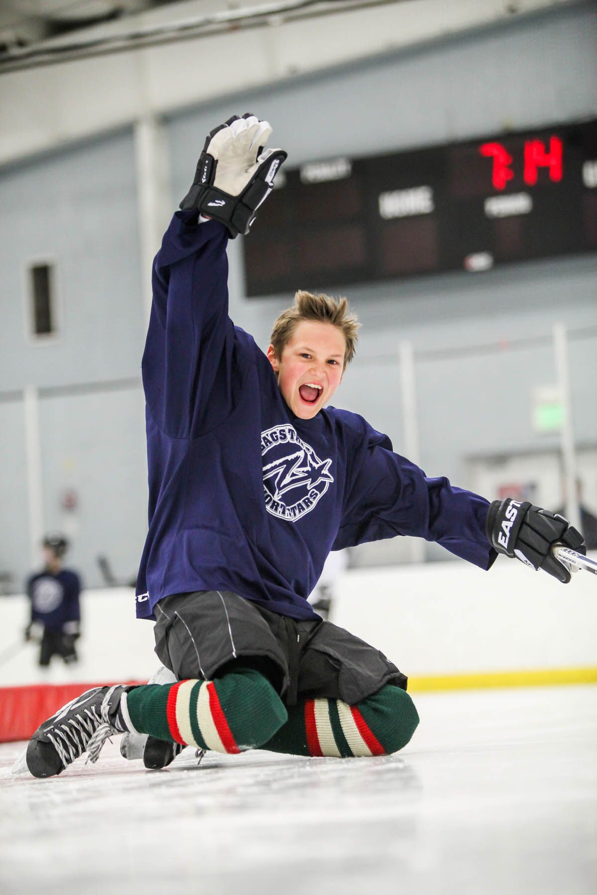 Jake Weidinger poses for Flagstaff photographer, Sean Openshaw, on the ice.