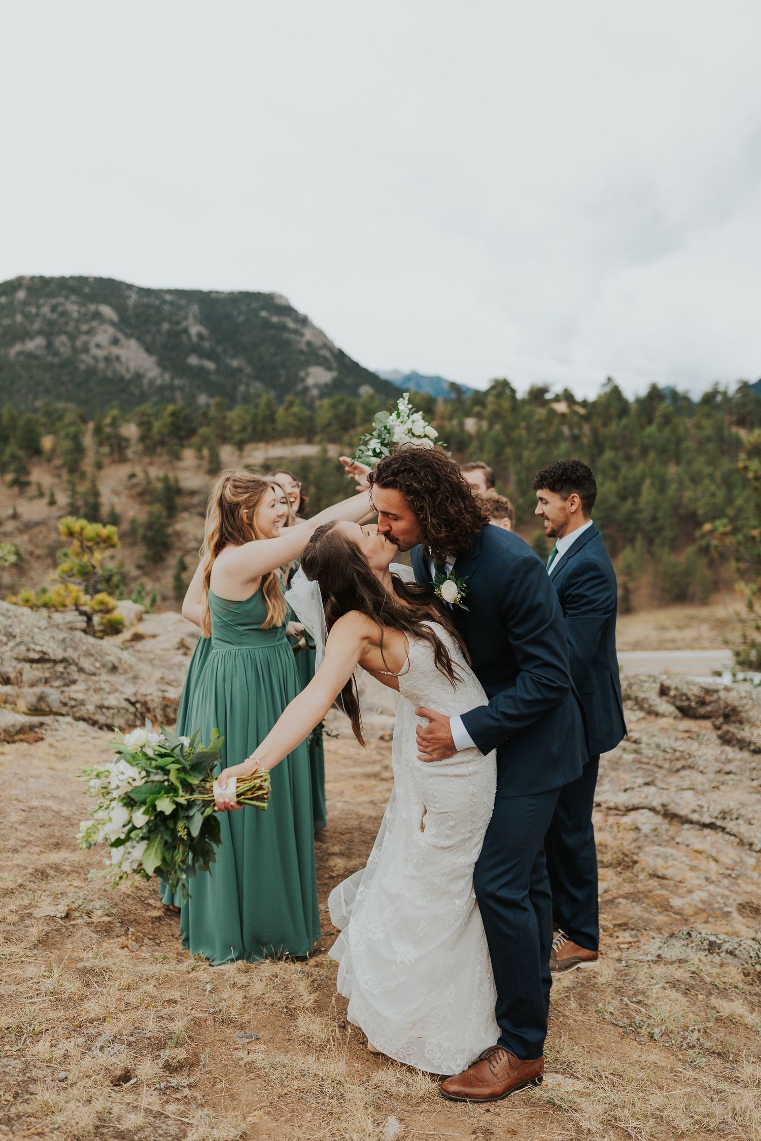 bridal party in the mountains Estes Park, Colorado wedding