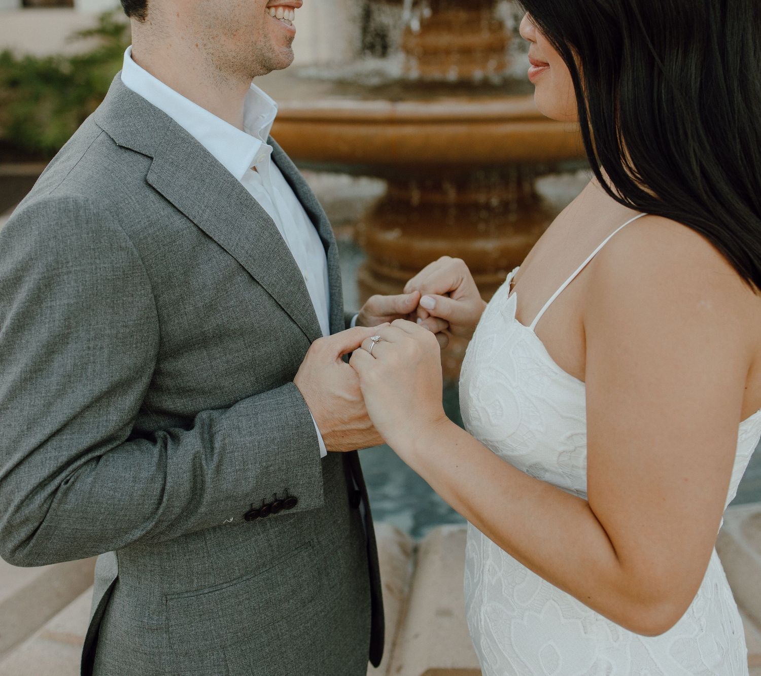 Wedding couple holding hands